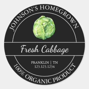 Etikett för hemodlad Garden Fresh Organic Cabbage