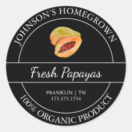 Etikett för hemodlad Garden Fresh Organic Papaya