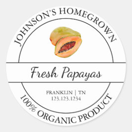Etikett för hemodlad Garden Fresh Organic Papaya