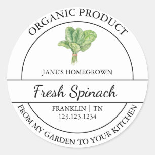 Etikett för hemodlad trädgård Fresh Organic Spinac