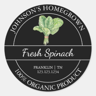 Etikett för hemodlad trädgård Fresh Organic Spinac