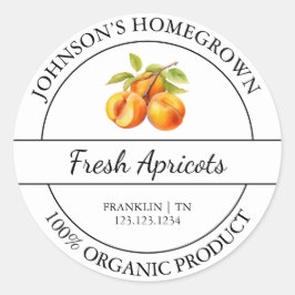 Etikett för hemodlad trädgårdsfärsk ekologisk apri