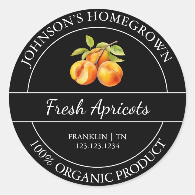 Etikett för hemodlad trädgårdsfärsk ekologisk apri (Framsida)