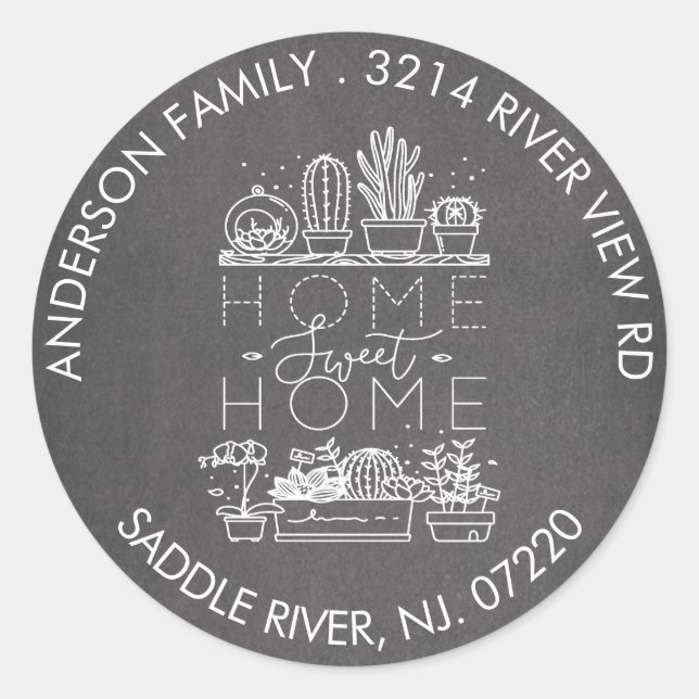 Etikett för hemsöt hemadress för Succulet Home-söt (Framsida)