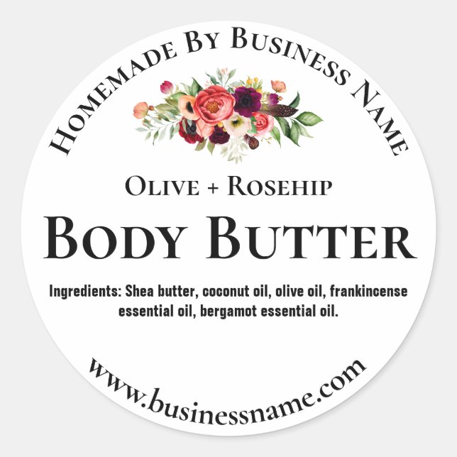 Etikett för homemade body Butter (Framsida)