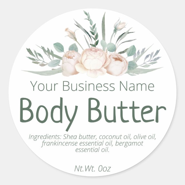 Etikett för homemade body Butter (Framsida)