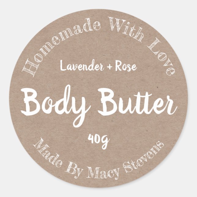 Etikett för homemade body Butter (Framsida)