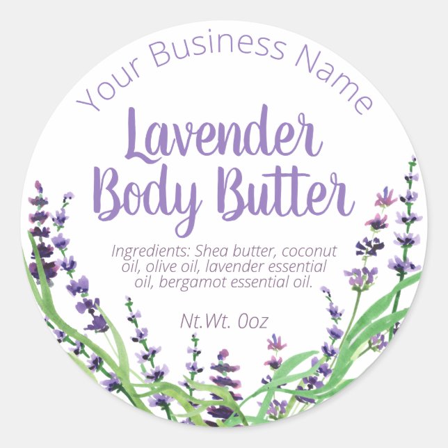 Etikett för Homemade Lavender Body Butter (Framsida)