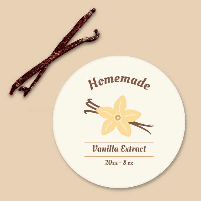 Etikett för Homemade Vanilla Extract Extract (Homemade Vanilla Extract Label Sticker)