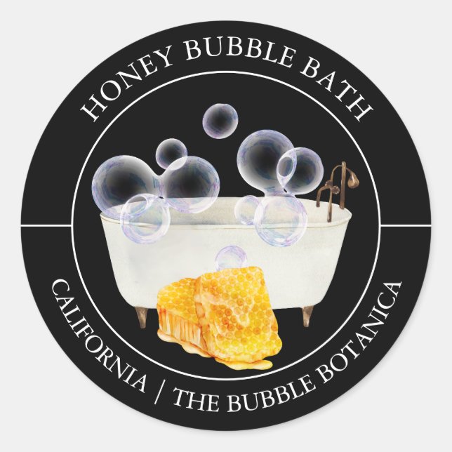 Etikett för honung Bubble Bath (Framsida)