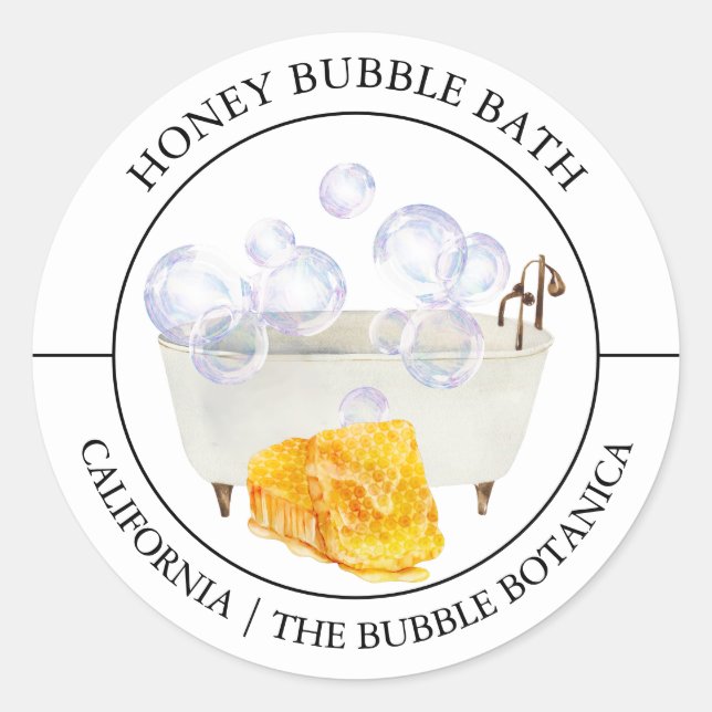 Etikett för honung Bubble Bath (Framsida)