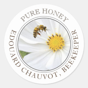 Etikett för honung Editable Cosmos Flower Bee Honu