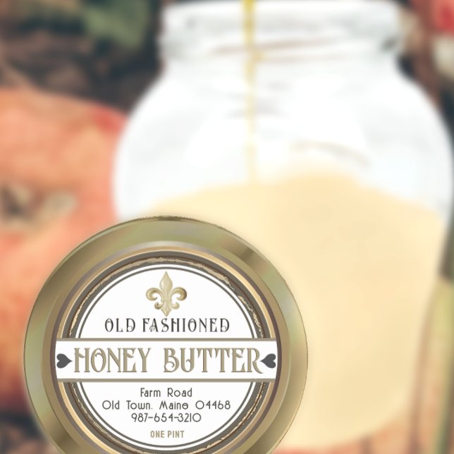 Etikett för honung Retro Grunge Hearts Fleur de Li (Skapare uppladdad)