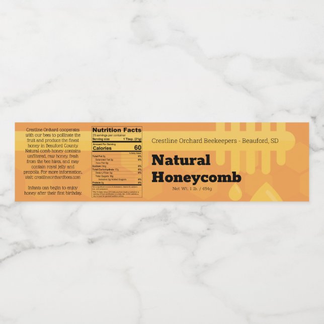 Etikett för honungsburk för honung (Singel etikett)