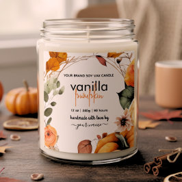 Etikett för höstfärgsetikett för Löv Pumpkin Candl