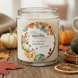 Etikett för höstfärgsetikett för Löv Pumpkin Candl