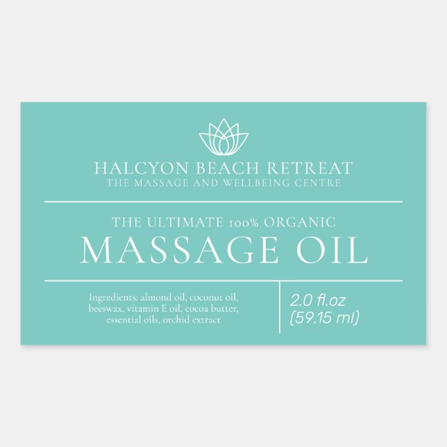 Etikett för ingrediens i beredningsmassage av olja (Framsida)