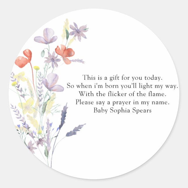 Etikett för jodblommor - Prayer Candle (Framsida)