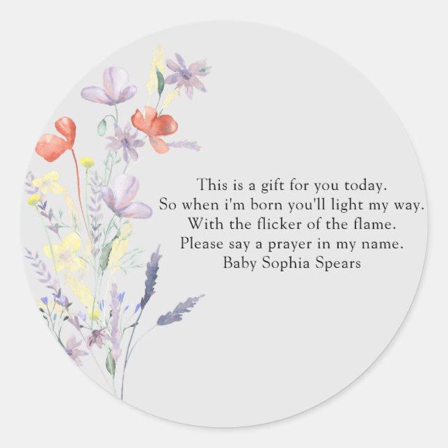 Etikett för jodblommor - Prayer Candle (Framsida)