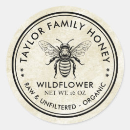 Etikett för jodroshonung med honungsbin