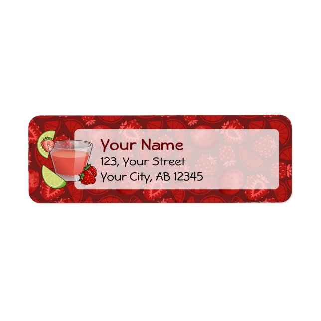 Etikett för jordgubbsbär Daiquiri Returadress Etikett (Framsidan)