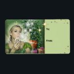 Etikett för julfairy Gift Fraktsedel<br><div class="desc">#julFairy blåser hennes älvstoft framför julgran.</div>
