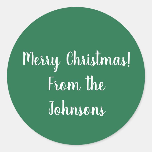 Etikett för julpresent Familjenamn Grön (Framsida)