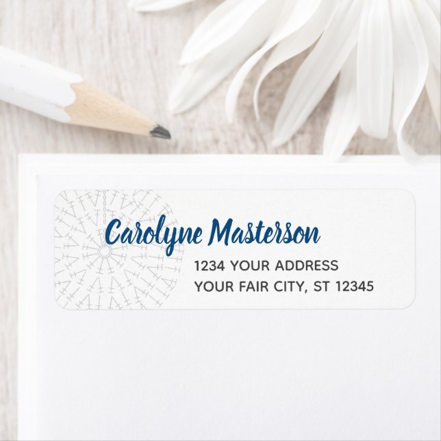 Etikett för klassiskt blått beskärningsdiagram returadress etikett (Insitu)