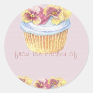 ETIKETT FÖR KÖK FÖR PANSYMUFFINILLUSTRATION