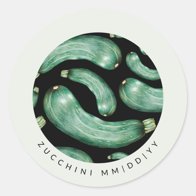 Etikett för konservering | Datum | Zucchini-mönste (Framsida)