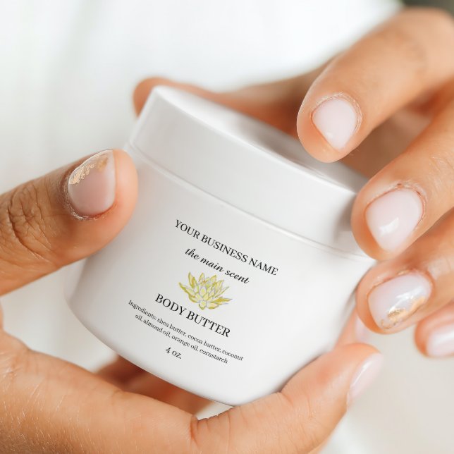 Etikett för kosmetikaetikett för gult lotus-kropps (Yellow lotus body butter cosmetics sticker label)