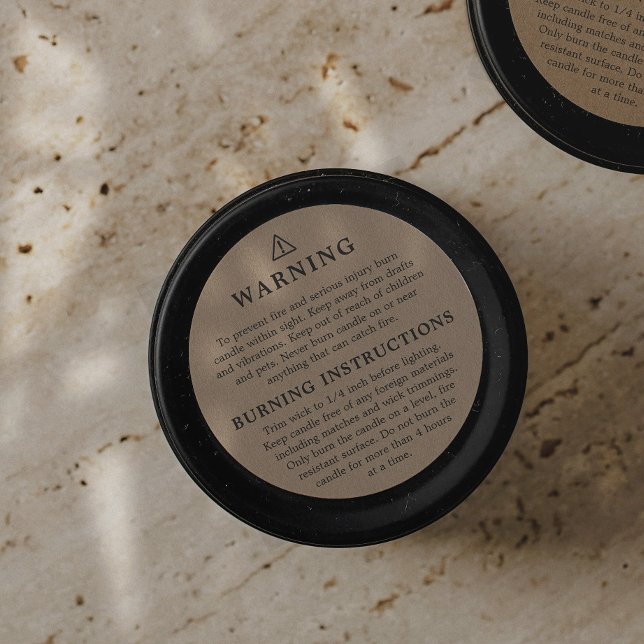 Etikett för Kraft Warning Burning Instructions Can (Skapare uppladdad)