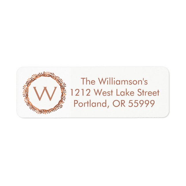 Etikett för krankrage med kopparutseende i julklap returadress etikett (Framsidan)