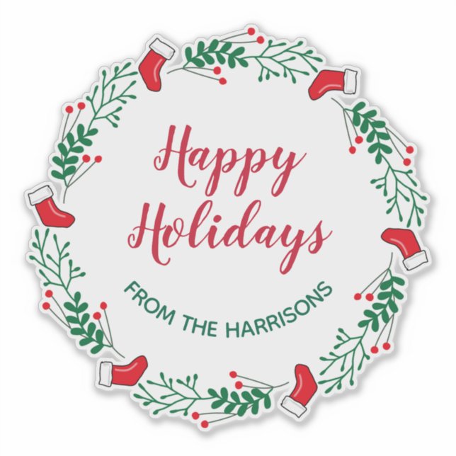 Etikett för kransdesign för jul (Framsida)