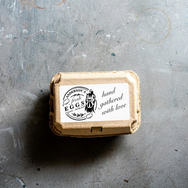 Etikett för kycklingfamiljens gårm-kartong fraktsedel (Chicken Family Farm Egg Carton Label)