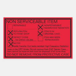 Etikett för läckagefläktande strålning som inte ka