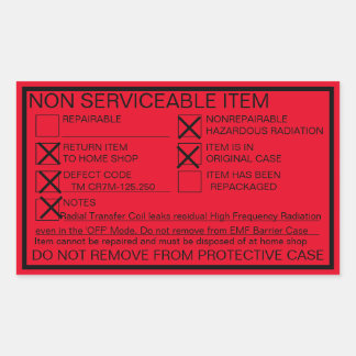 Etikett för läckagefläktande strålning som inte ka