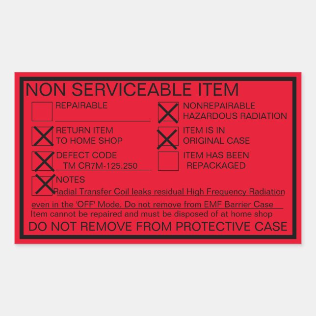 Etikett för läckagefläktande strålning som inte ka (Framsida)