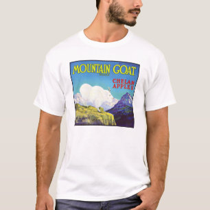 Etikett för låda för bergsfåräpplevintage t-shirt