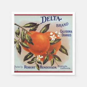 Etikett för låda för deltaorangefrukt pappersservett