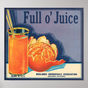 Etikett för låda för frukt för full fruktsaft poster