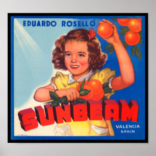 Etikett för låda för frukt för KRW-vintageSunbeam Poster