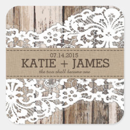 Etikett för Landsbyggsbröllop av trä och Snöre Rus