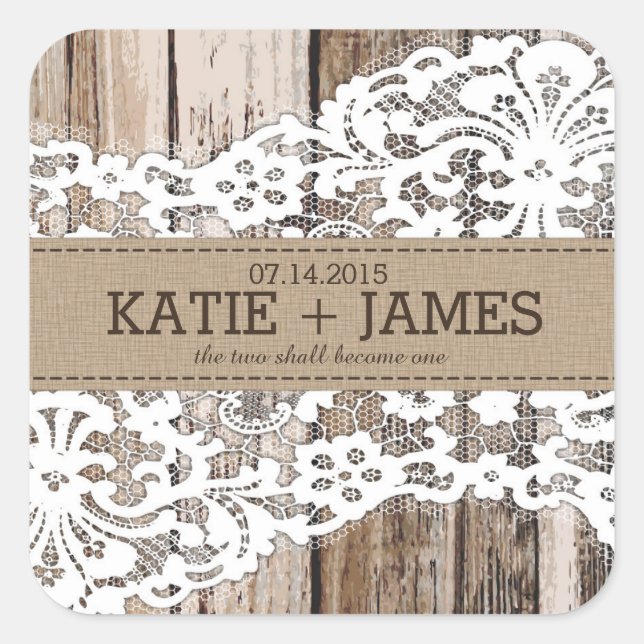 Etikett för Landsbyggsbröllop av trä och Snöre Rus (Framsida)