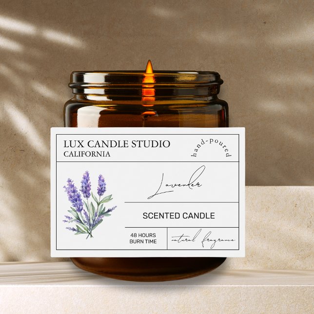 Etikett för Lavender Candle Burk med minimal Elega (Skapare uppladdad)