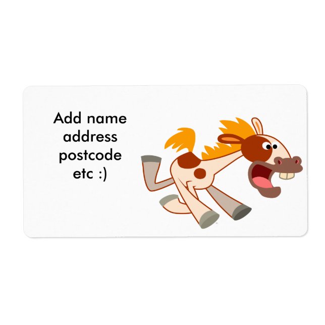 Etikett för levande Tecknad Pinto Horse Shipping Fraktsedel (Framsidan)