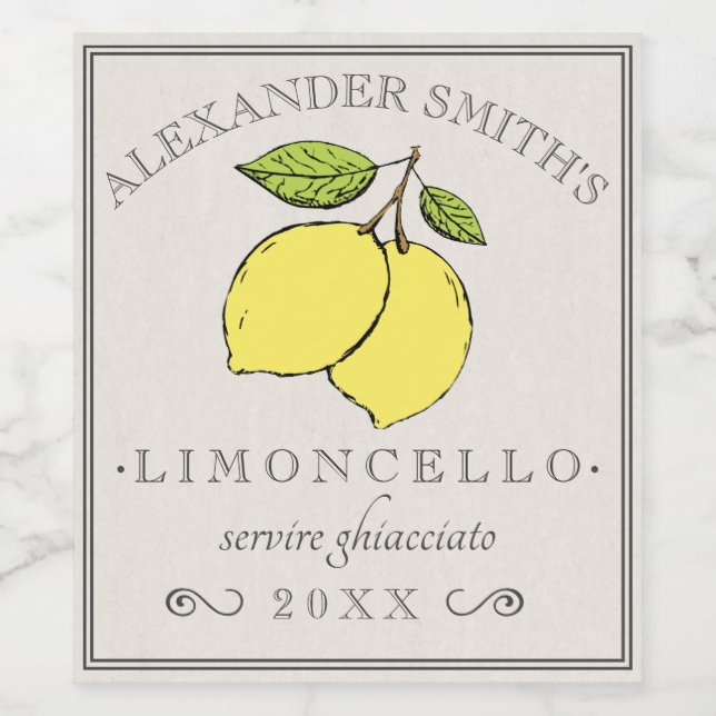 Etikett för Limoncello Vintage Lemons | (Singel etikett)