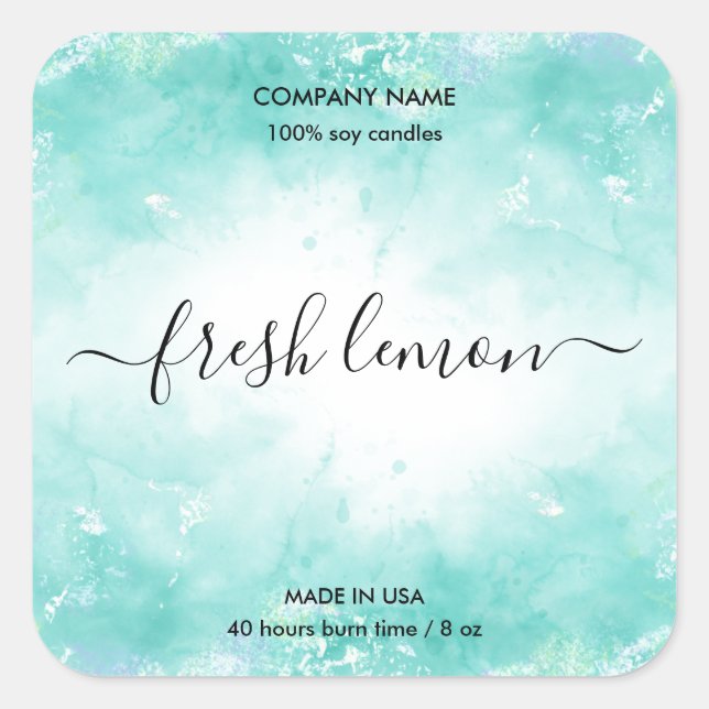 Etikett för ljus, akvblått burk (Framsida)