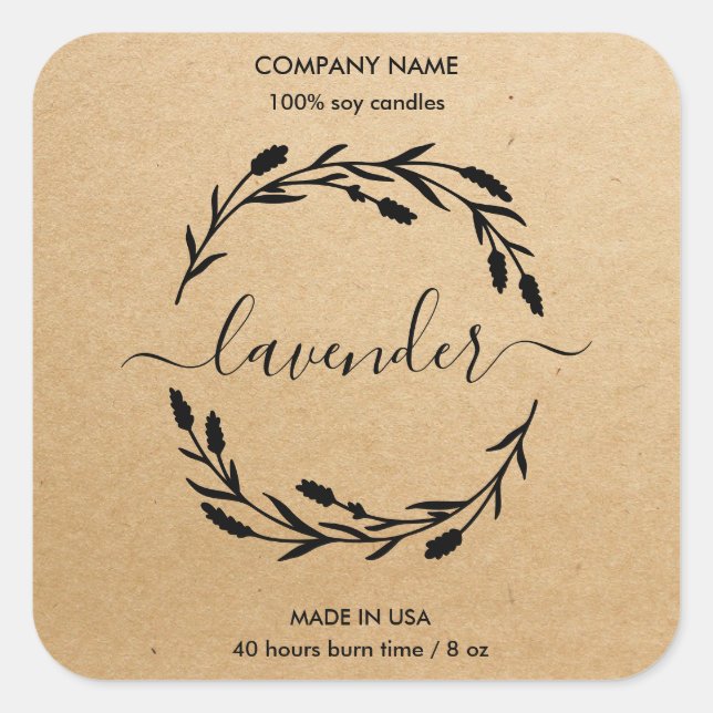 Etikett för ljus Lavender Wand burk etikett (Framsida)
