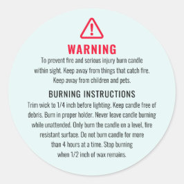 Etikett för ljus- och bränningsinstruktioner